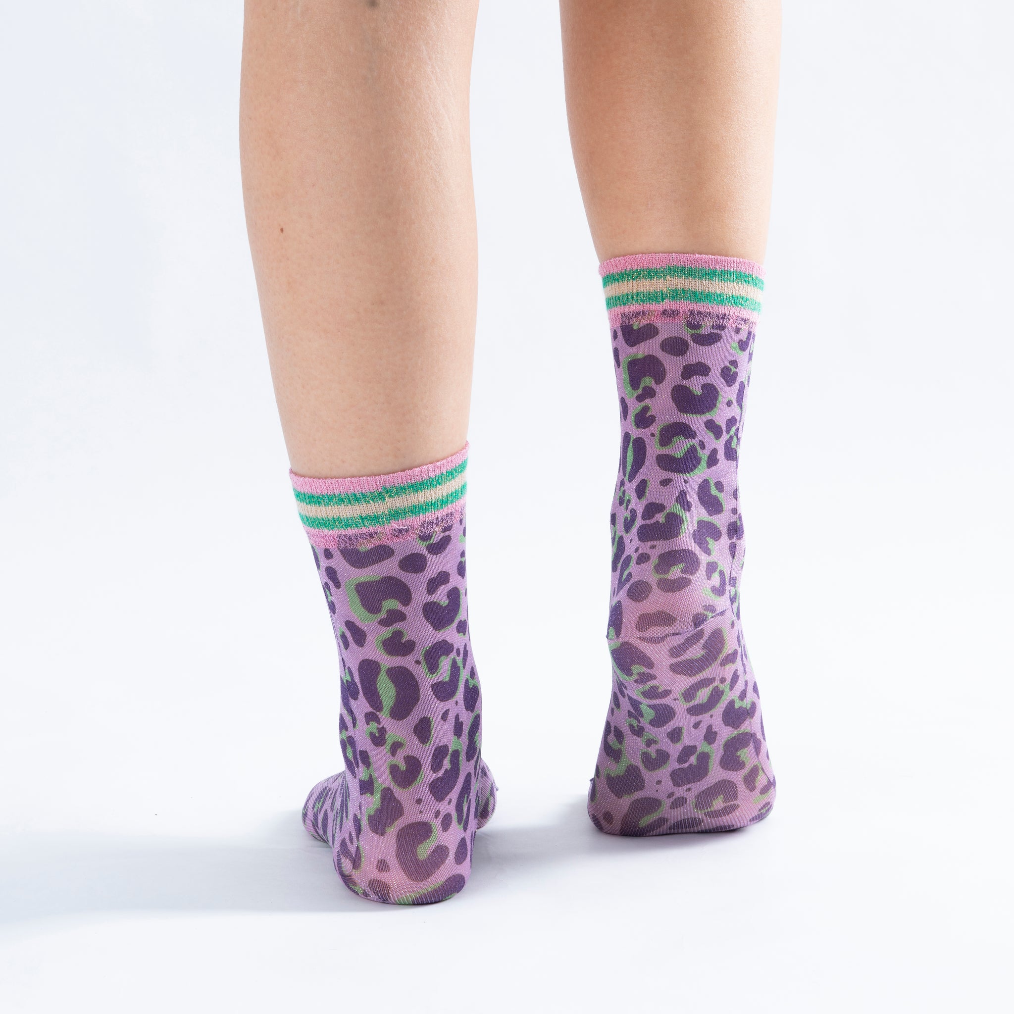 Glitter Leo Purple High Sock