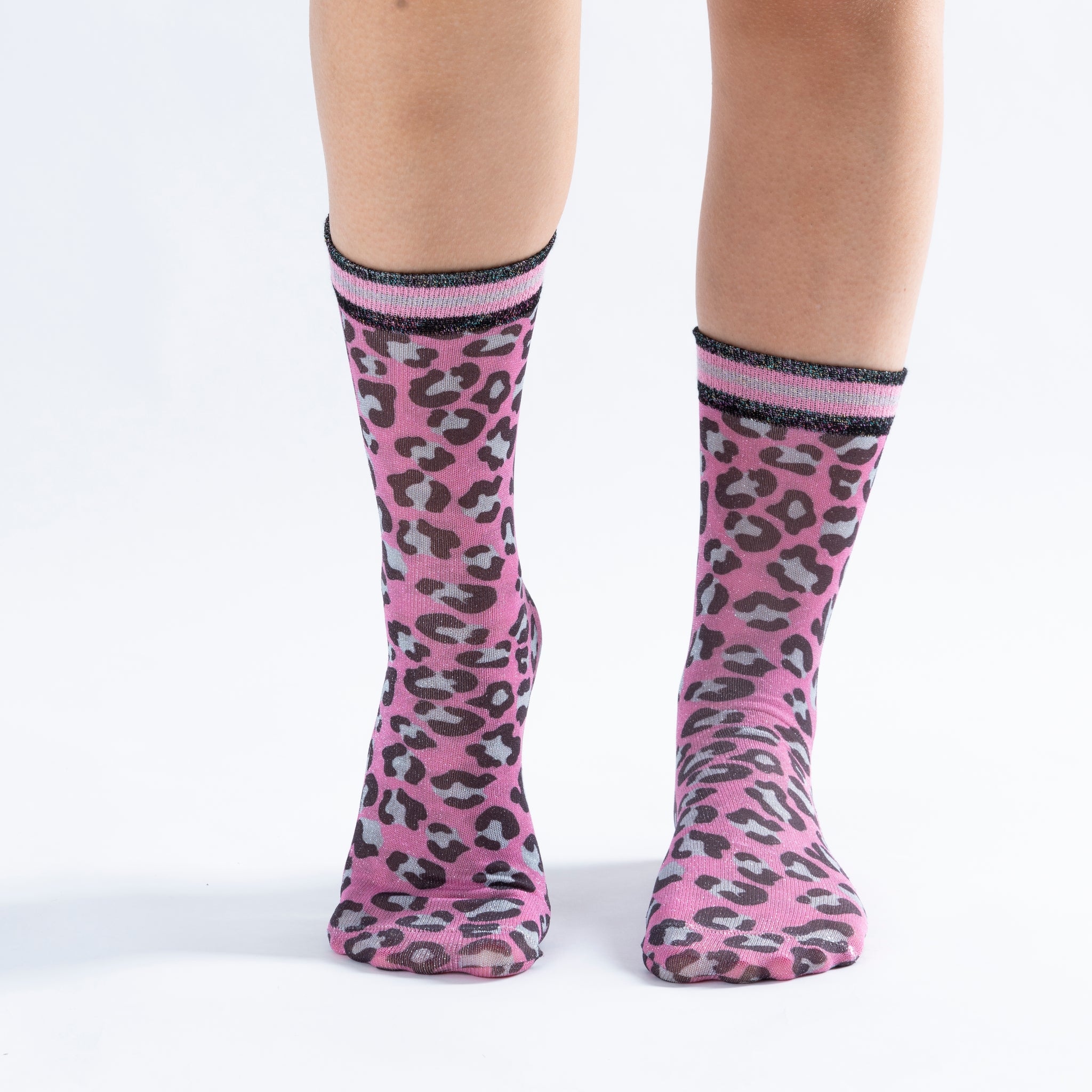 Gliter Leo Pink High Sock