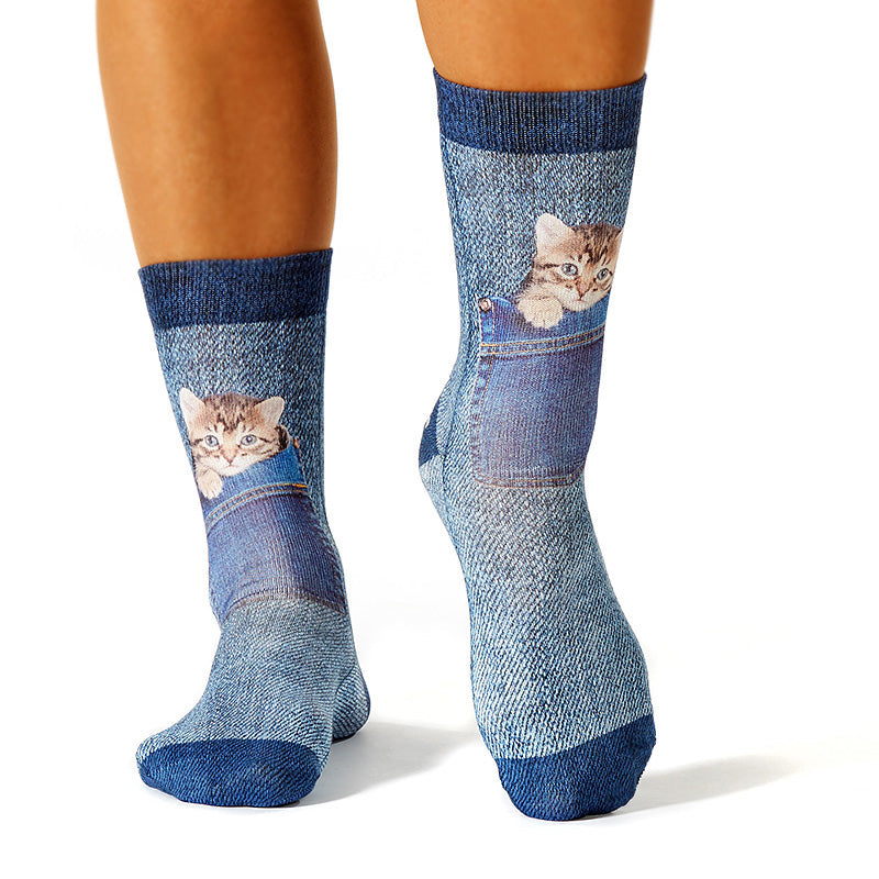 Jeans Cat Lady Socks