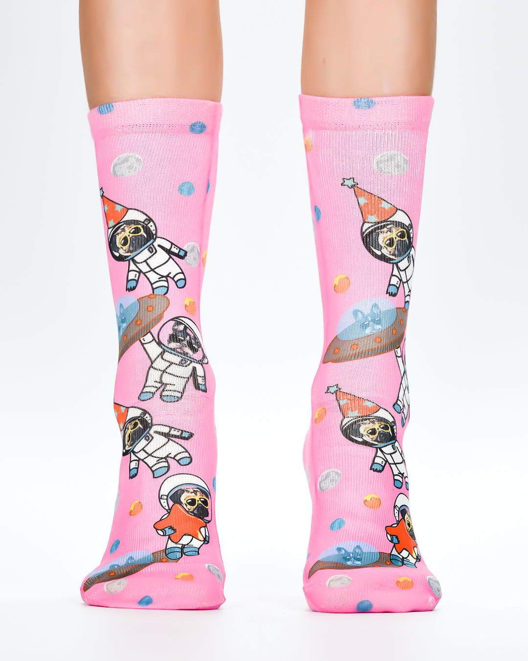 Space Dog Pink Kids Socks