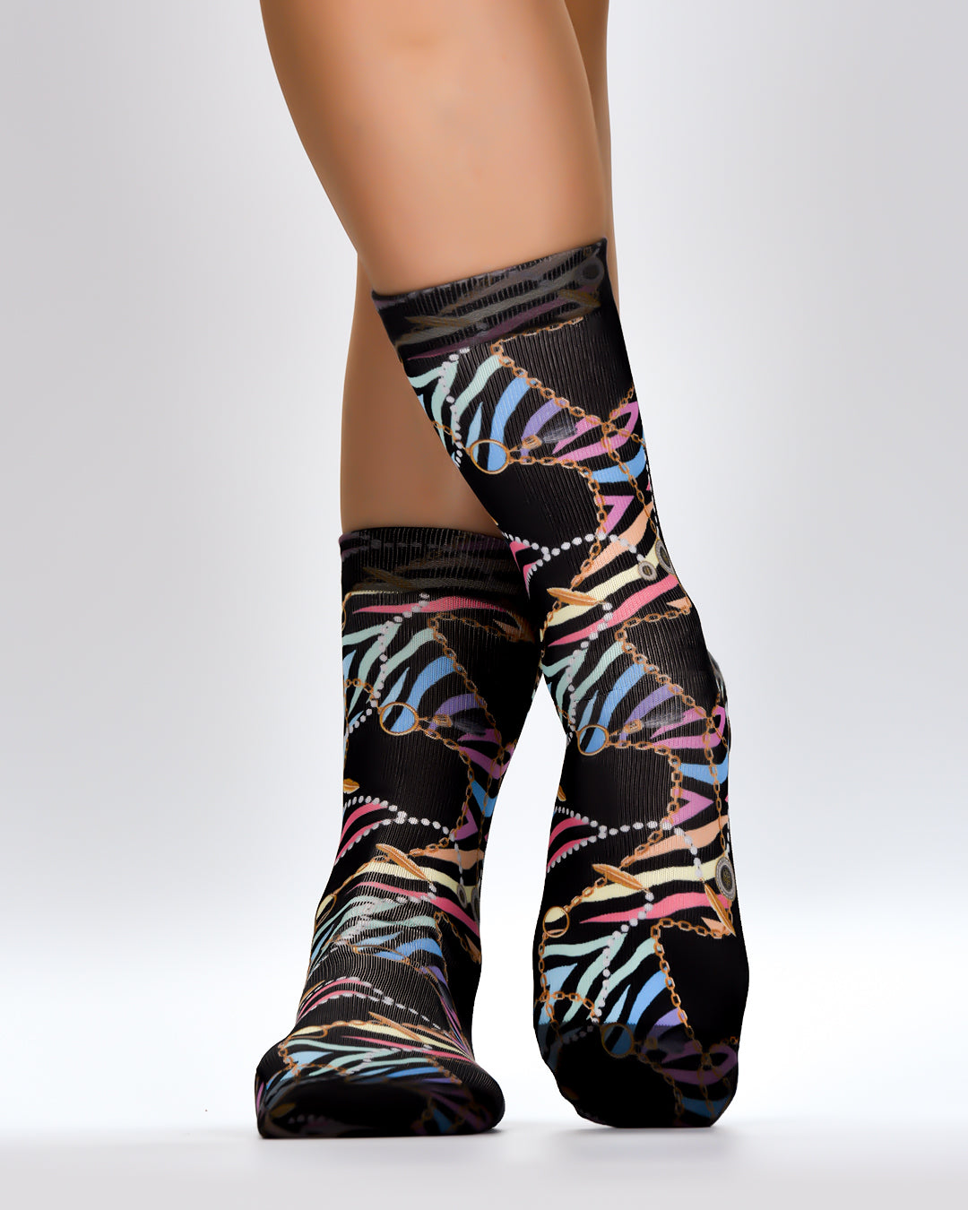 Zebra Chain Lady Socks